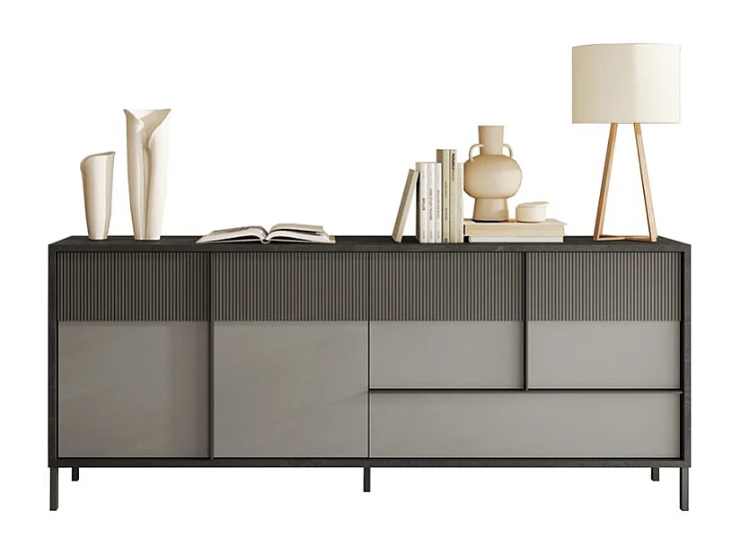 Gran aparador 4 puertas, 1 cajón y 2 estantes L206 cm - EVEREST