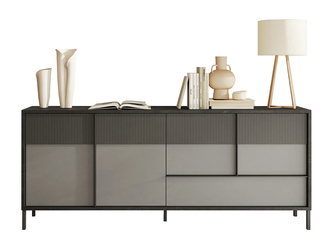 Grande credenza 4 ante, 1 cassetto e 2 ripiani L206 cm - EVEREST