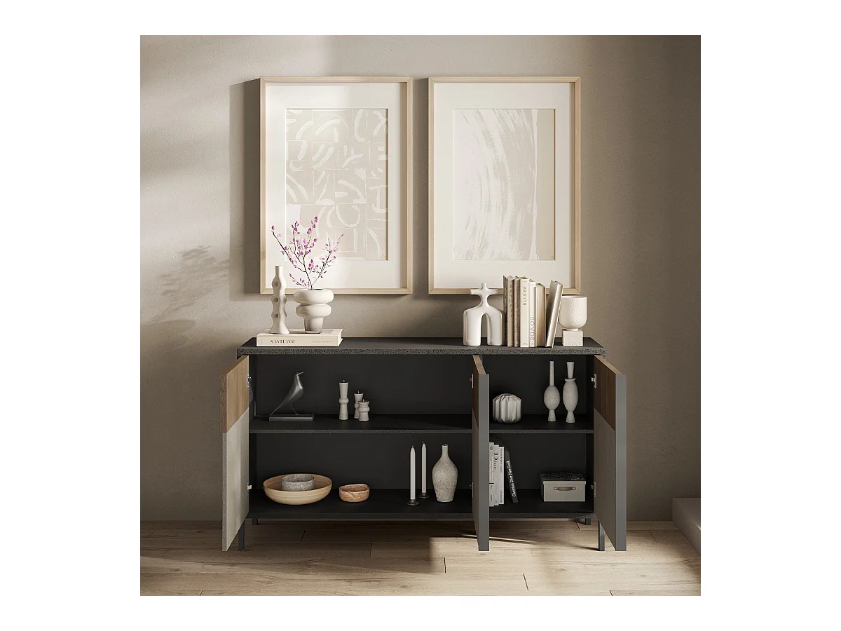 Piccola credenza 3 ante e 2 ripiani L156 cm - EVEREST