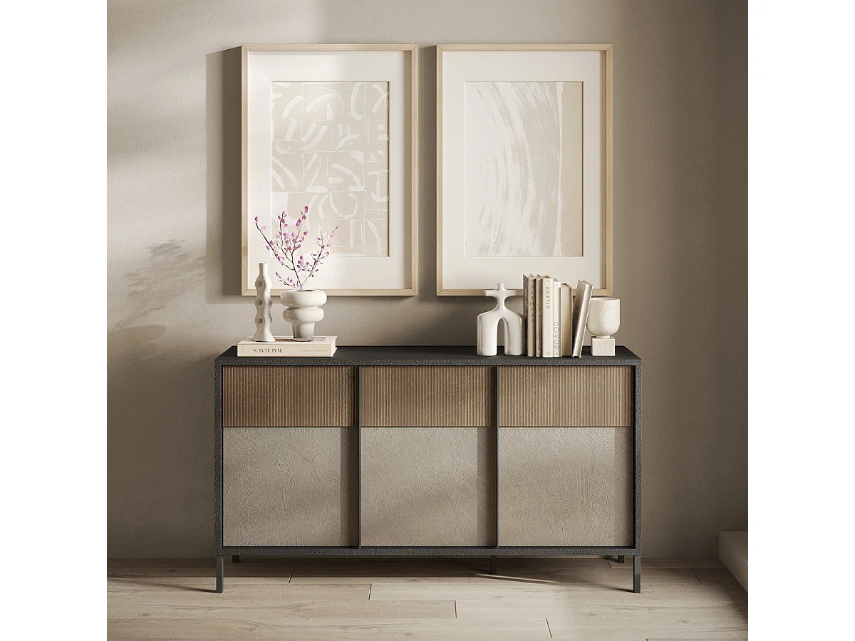 Pequeño aparador 3 puertas y 2 estantes L156 cm - EVEREST