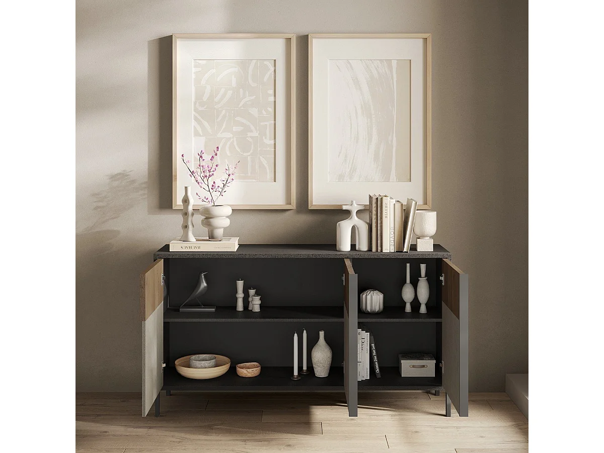 Pequeño aparador 3 puertas y 2 estantes L156 cm - EVEREST