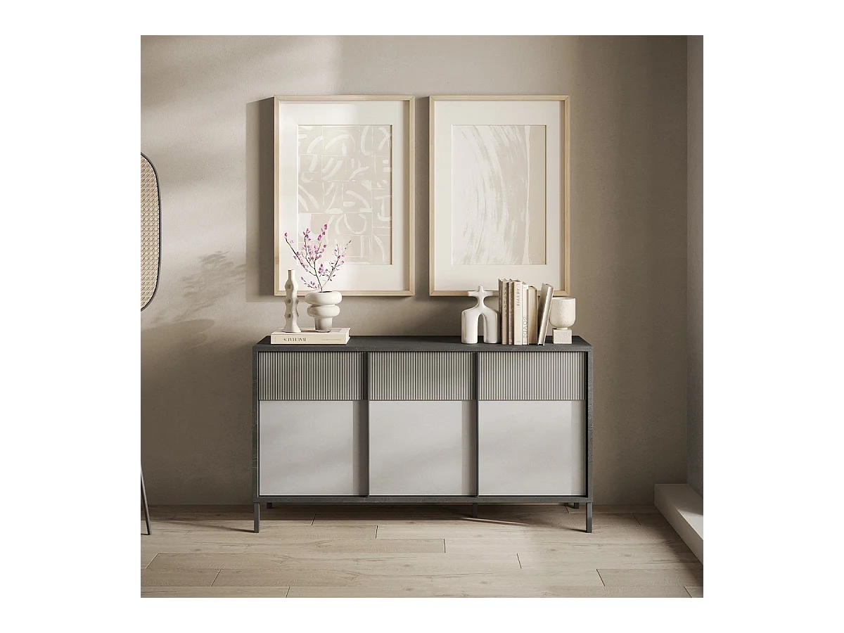 Pequeño aparador 3 puertas y 2 estantes L156 cm - EVEREST