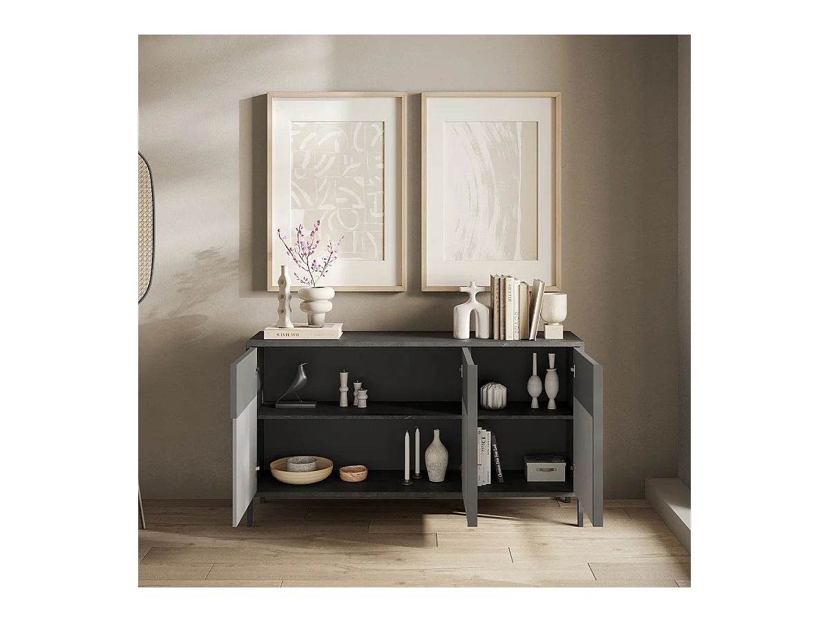 Pequeño aparador 3 puertas y 2 estantes L156 cm - EVEREST