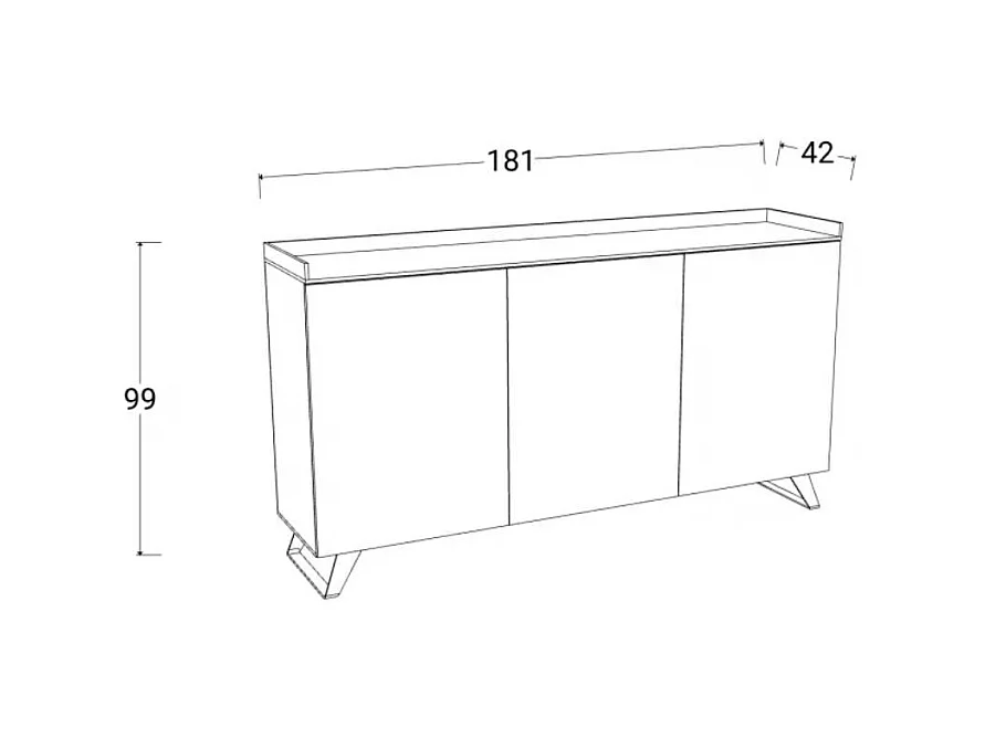 Credenza 3 ante e 2 ripiani L181 cm - TRAY