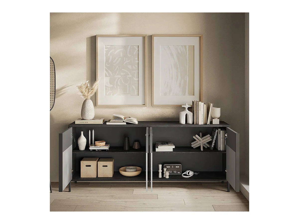 Aparador 4 puertas y 2 estantes L206 cm - EVEREST