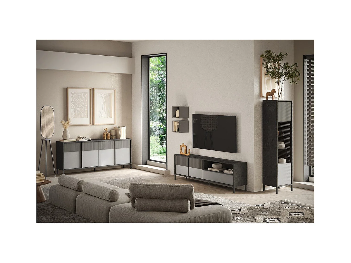 Aparador 4 puertas y 2 estantes L206 cm - EVEREST