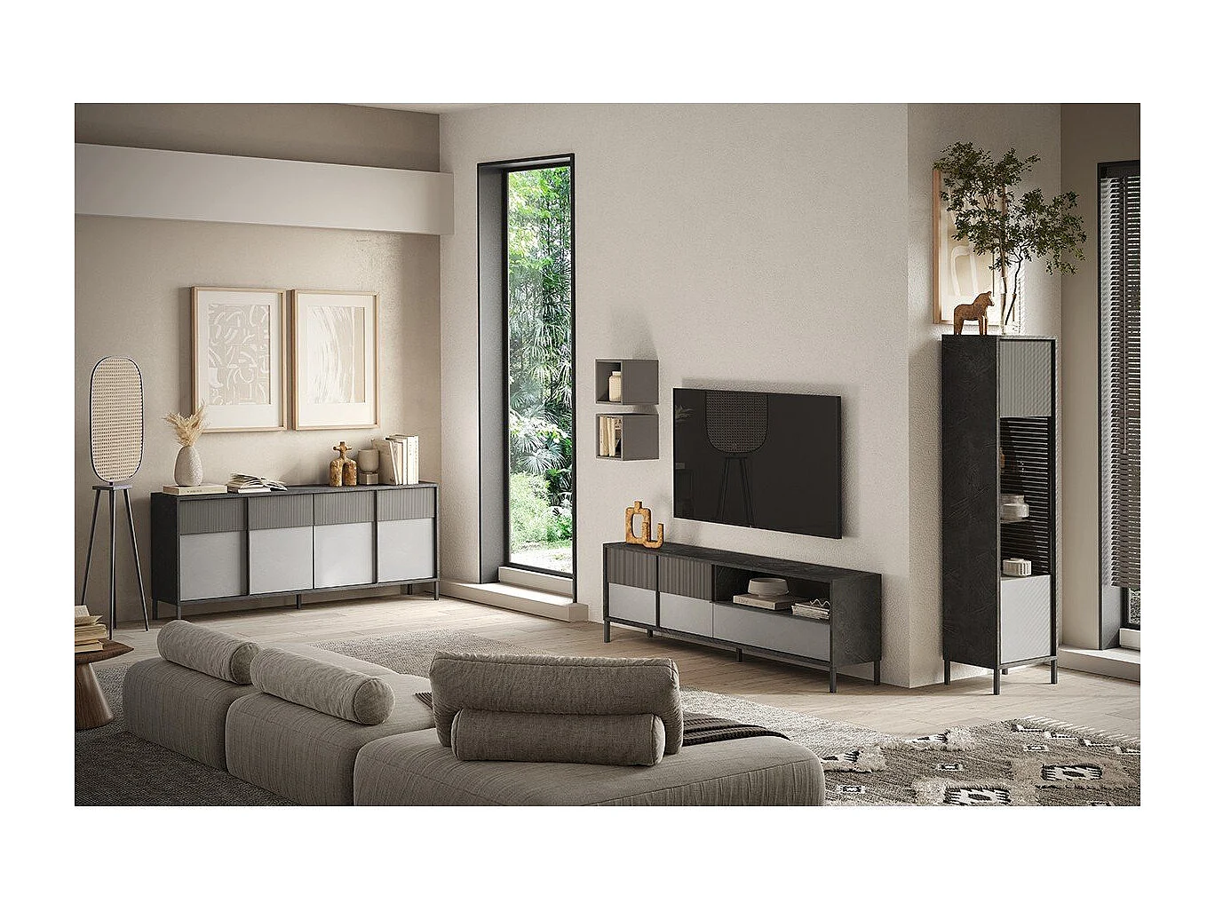 Aparador 4 puertas y 2 estantes L206 cm - EVEREST