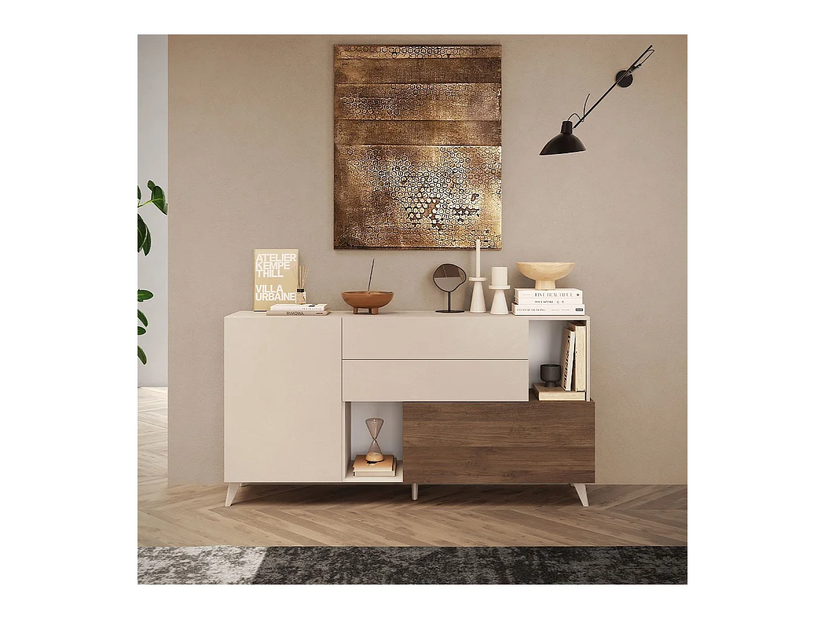 Credenza 2 ante, 2 cassetti, 2 nicchie e 2 ripiani L181 cm - MALA