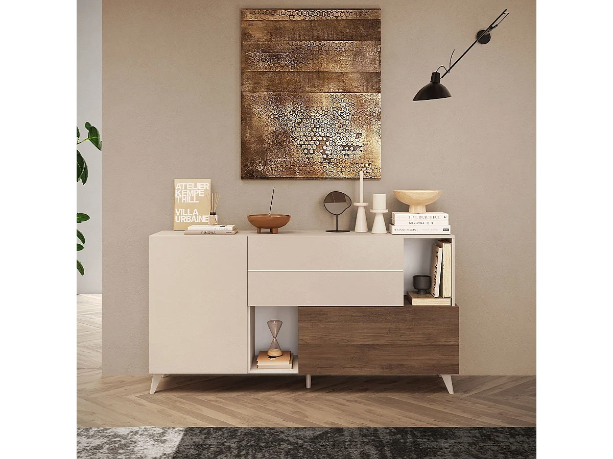 Credenza 2 ante, 2 cassetti, 2 nicchie e 2 ripiani L181 cm - MALA