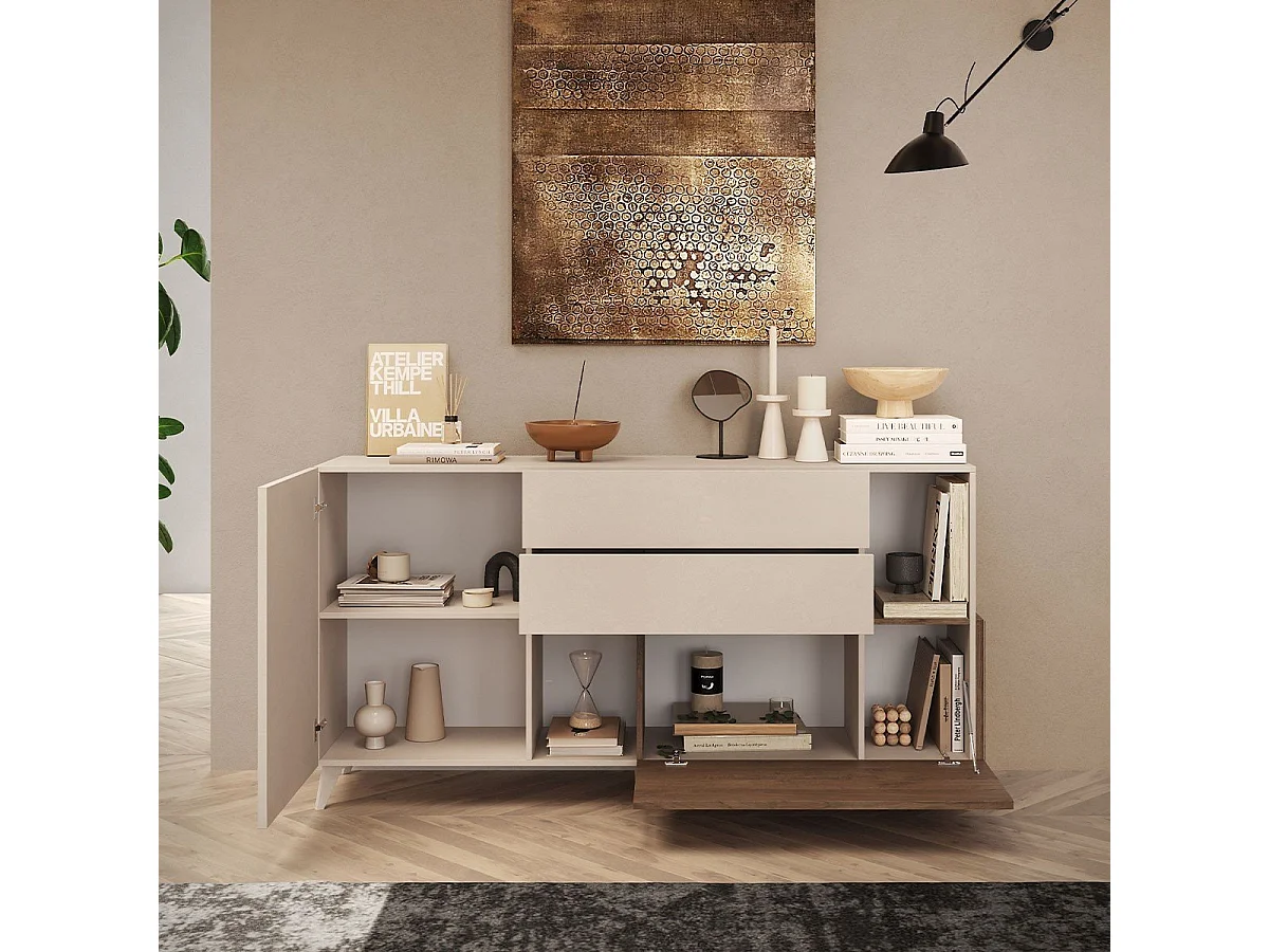 Credenza 2 ante, 2 cassetti, 2 nicchie e 2 ripiani L181 cm - MALA