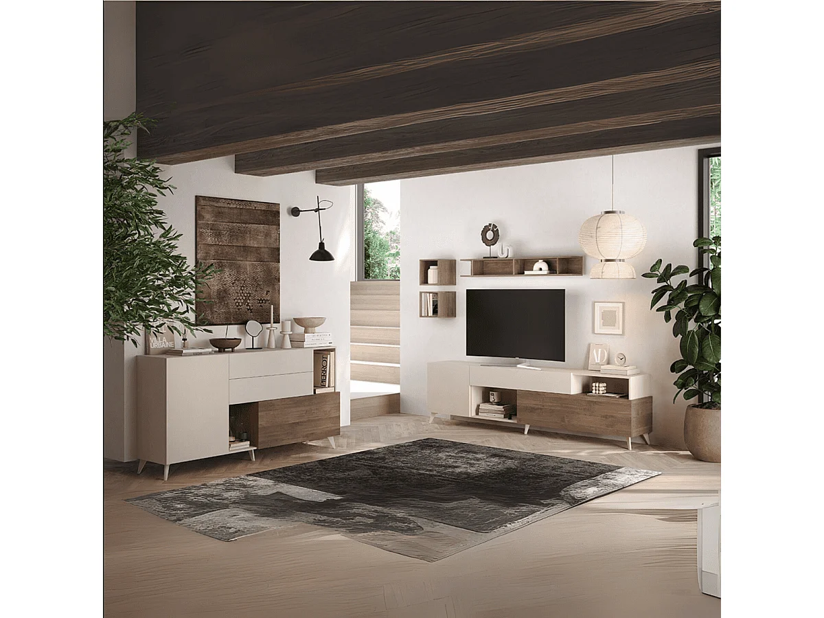 Credenza 2 ante, 2 cassetti, 2 nicchie e 2 ripiani L181 cm - MALA