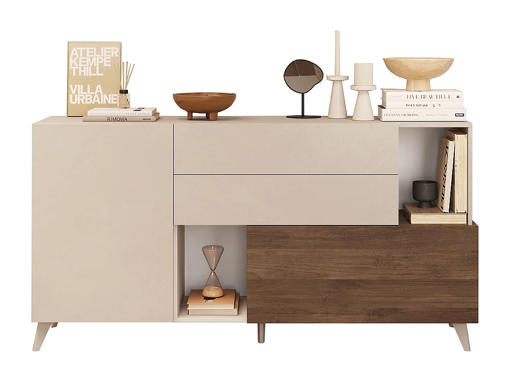 Credenza 2 ante, 2 cassetti, 2 nicchie e 2 ripiani L181 cm - MALA