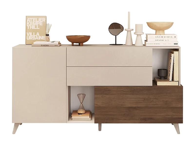 Credenza 2 ante, 2 cassetti, 2 nicchie e 2 ripiani L181 cm - MALA