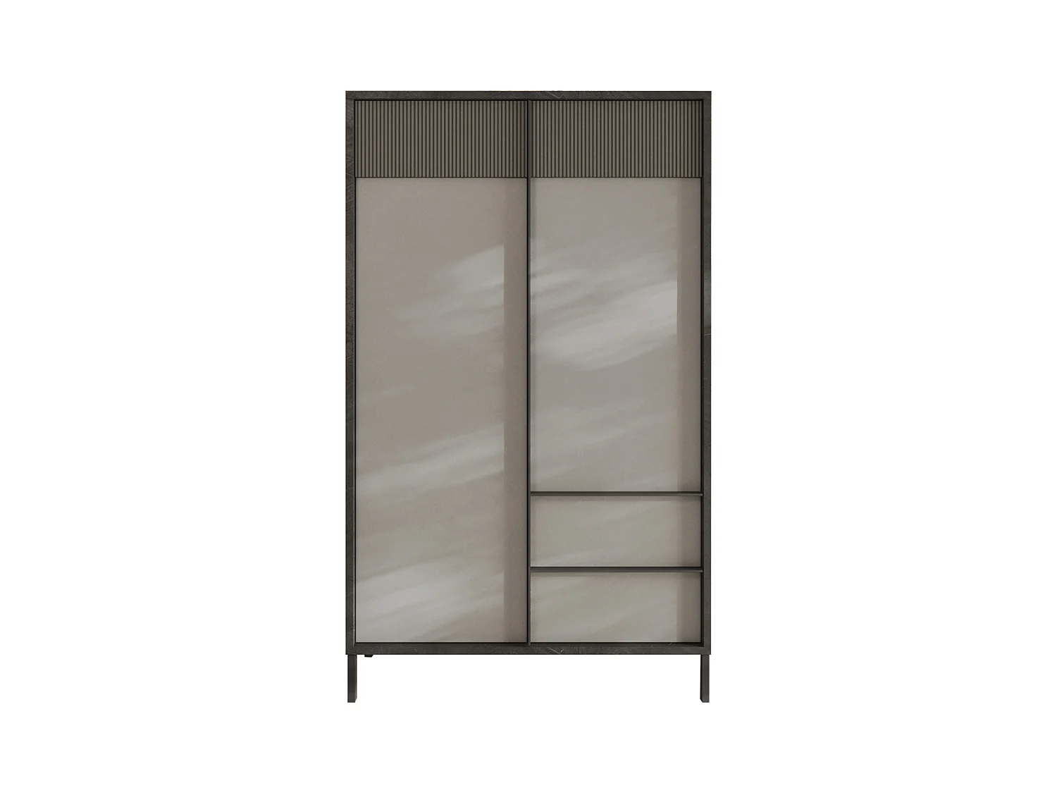 Buffet 2 portes, 2 tiroirs et 3 étagères L106 cm - EVEREST