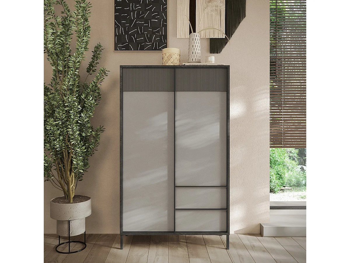 Credenza 2 ante, 2 cassetti e 3 ripiani L106 cm - EVEREST