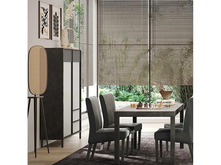 Buffet 2 portes, 2 tiroirs et 3 étagères L106 cm - EVEREST