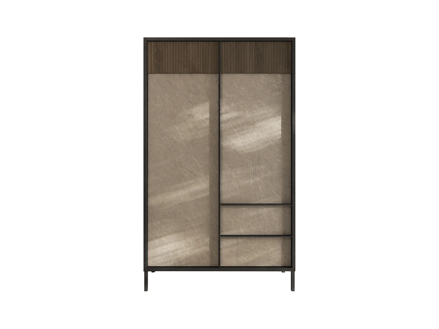 Buffet 2 portes, 2 tiroirs et 3 étagères L106 cm - EVEREST