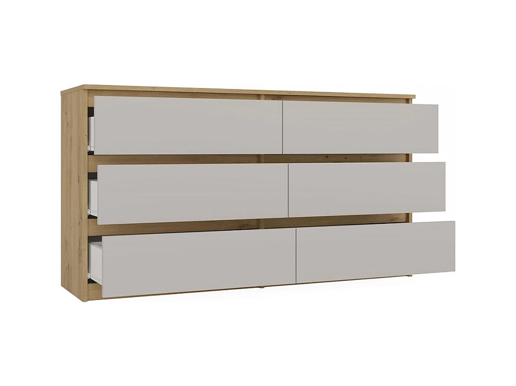 Komoda Malwa M6/140 |Dąb Artisan/Kaszmir | 138x40x75 cm | 6 Szuflad