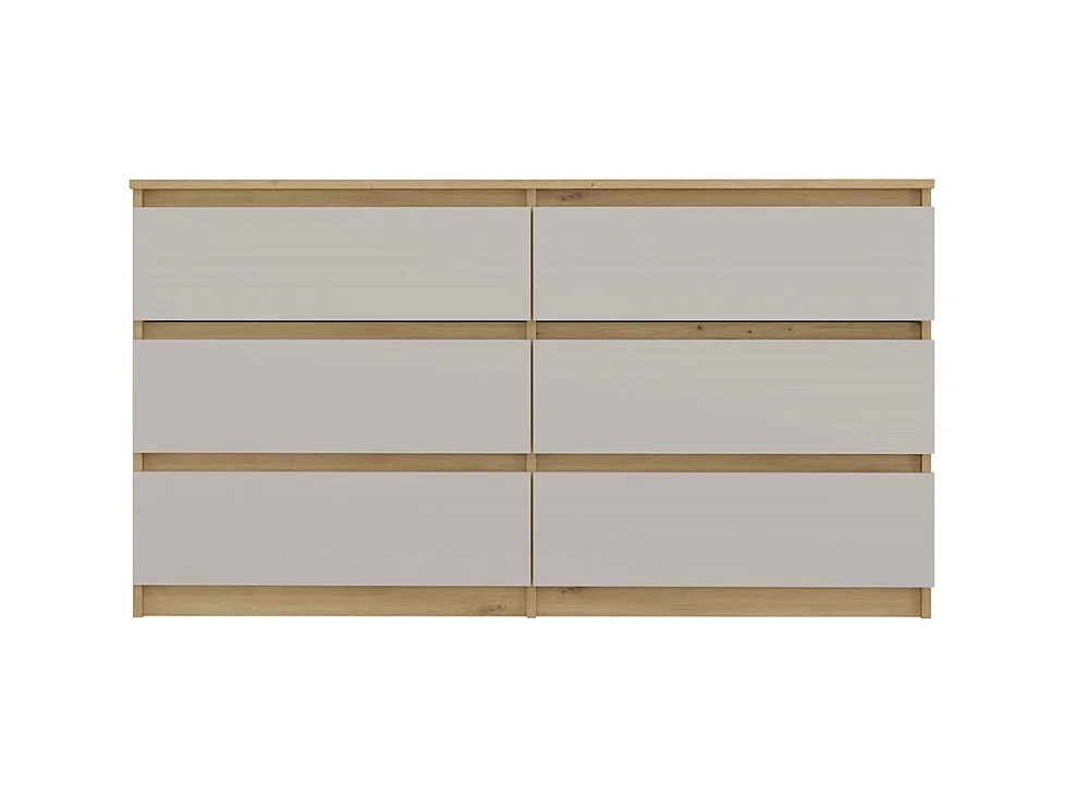 Komoda Malwa M6/140 |Dąb Artisan/Kaszmir | 138x40x75 cm | 6 Szuflad