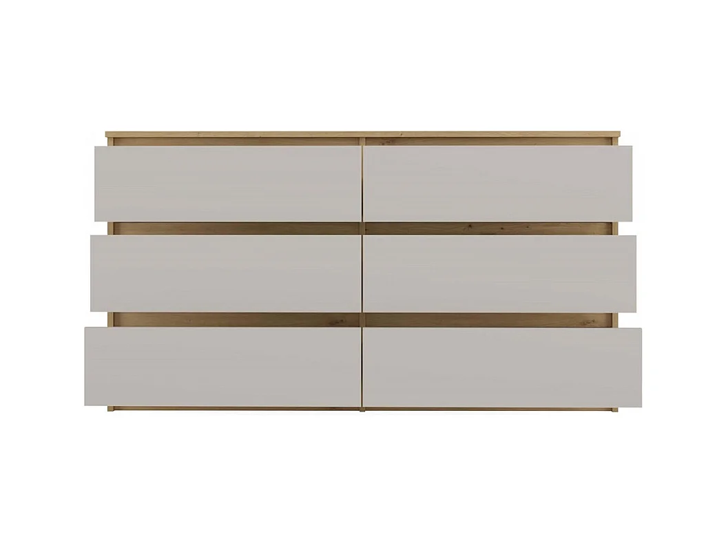 Komoda Malwa M6/140 |Dąb Artisan/Kaszmir | 138x40x75 cm | 6 Szuflad