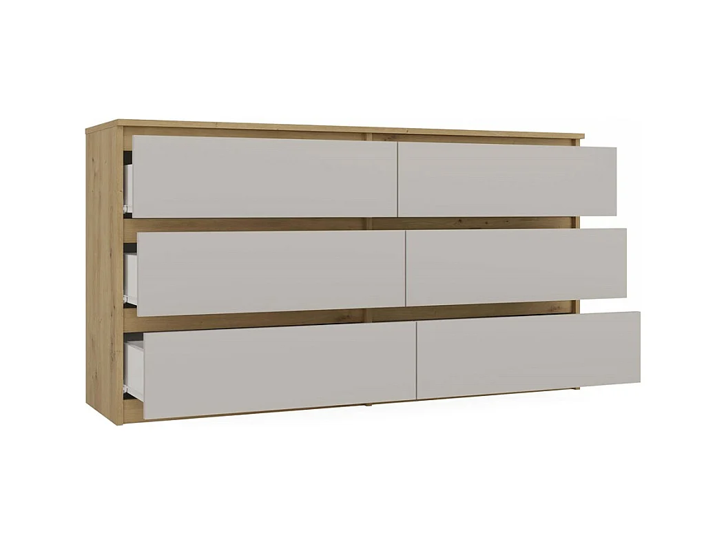 MILAN – Cómoda ancha para dormitorio con 6 cajones – 30x120x77 cm – Mueble de almacenamiento – Artisan y Cachemira