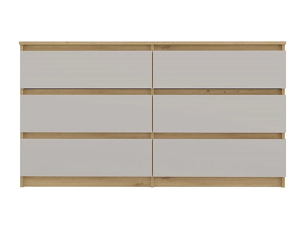 Komoda Malwa M6/140 |Dąb Artisan/Kaszmir | 138x40x75 cm | 6 Szuflad