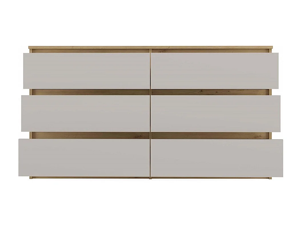 Komoda Malwa M6/140 |Dąb Artisan/Kaszmir | 138x40x75 cm | 6 Szuflad