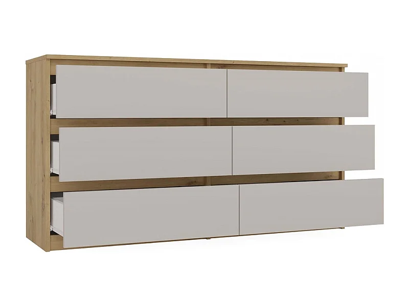 MILAN – Cómoda ancha para dormitorio con 6 cajones – 30x120x77 cm – Mueble de almacenamiento – Artisan y Cachemira