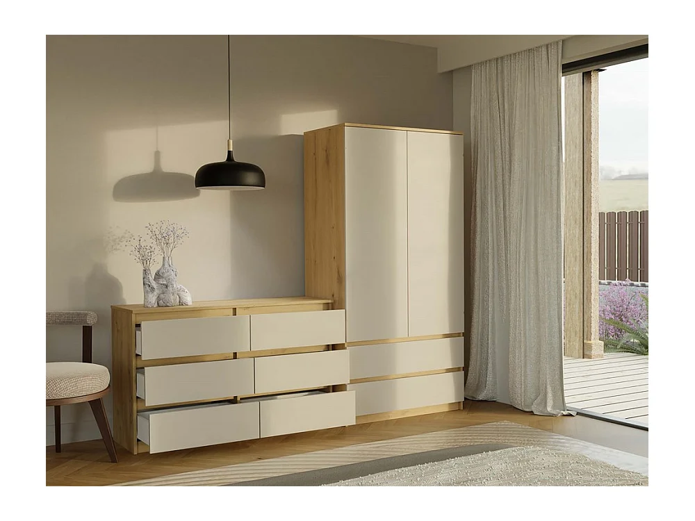 Komoda Malwa M6/120 | Dąb Artisan | 120x30x75 cm | Nowoczesna 6 Szuflad