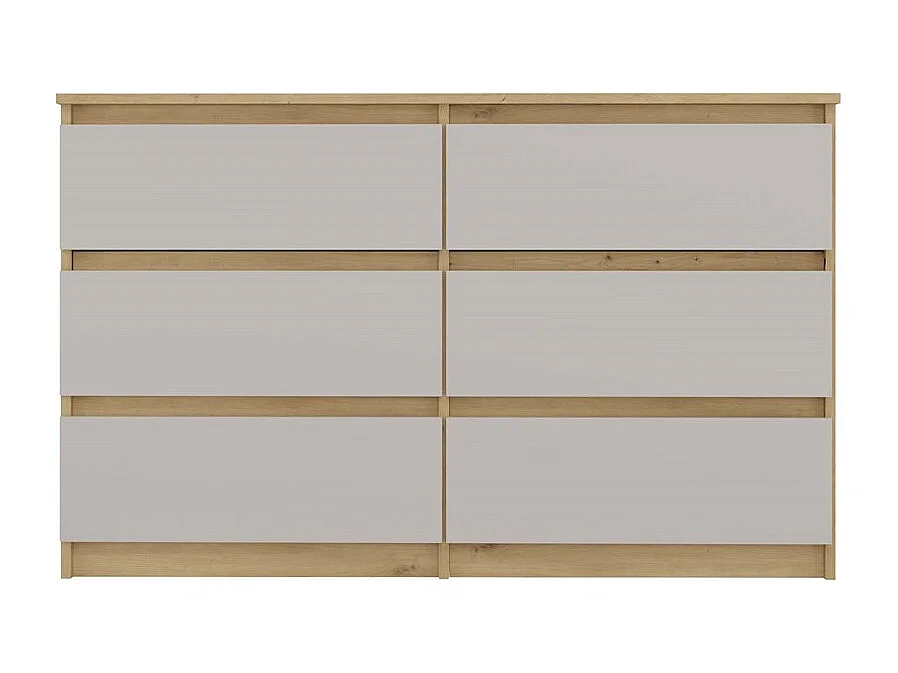 Komoda Malwa M6/120 | Dąb Artisan/Kaszmir | 120x30x75 cm | Nowoczesna 6 Szuflad