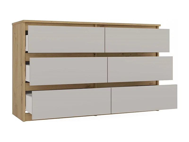 MILAN – Cómoda ancha para dormitorio con 6 cajones – 30x120x77 cm – Mueble de almacenamiento – Artesanal y Cachemira