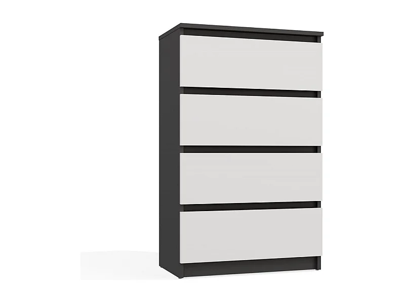 ASTER T4 - Commode moderne 4 tiroirs - 97x70x40 - Meuble de rangement enfant - Anthracite et Blanc