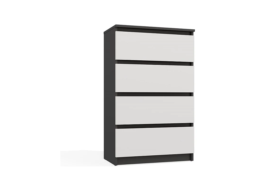 ASTER T4 - Commode moderne 4 tiroirs - 97x70x40 - Meuble de rangement enfant - Anthracite et Blanc