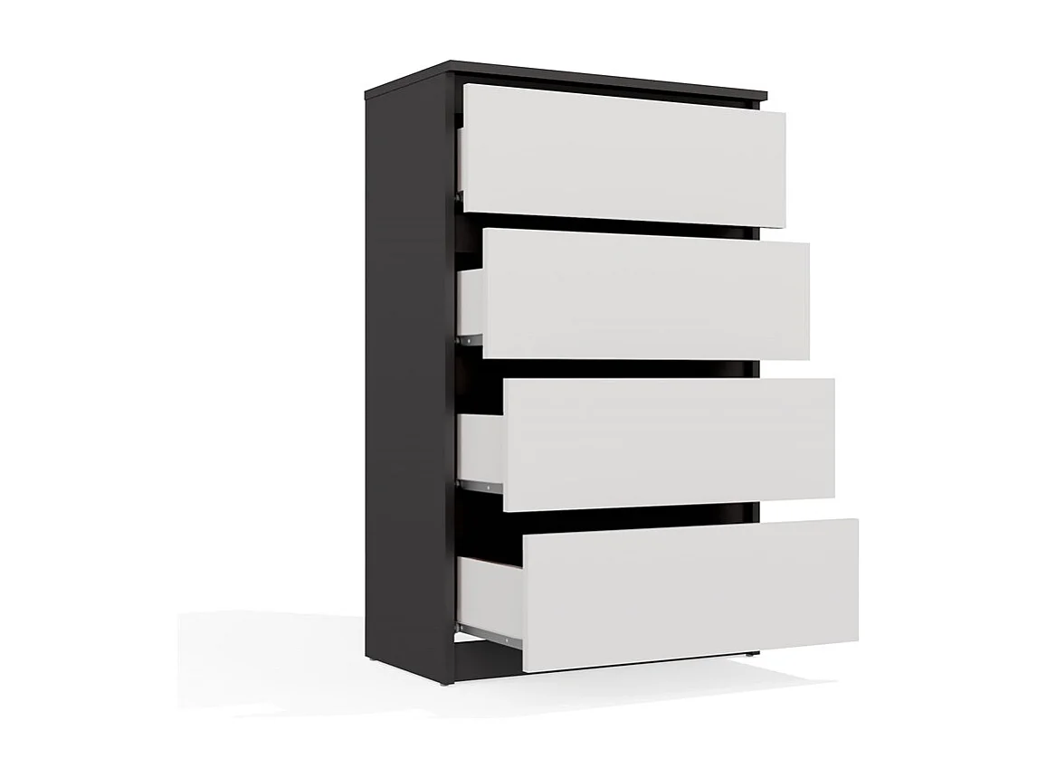 Komoda Malwa M4 | Antracyt/Biały | 70x40x97 cm | Nowoczesna 4 Szuflady