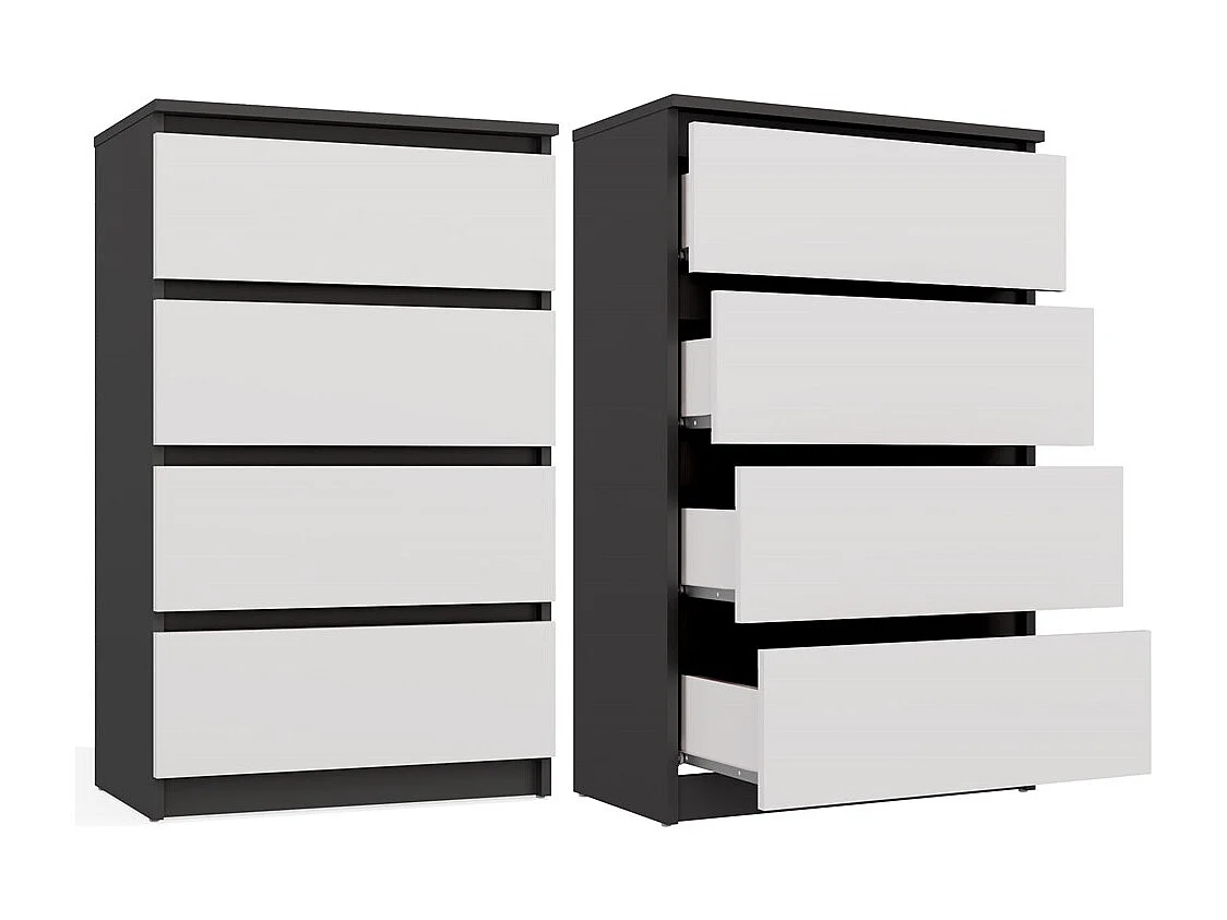 Komoda Malwa M4 | Antracyt/Biały | 70x40x97 cm | Nowoczesna 4 Szuflady