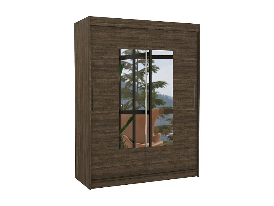 Armoire Rodrigo (150cm)/portes coulissantes/miroir/Marron