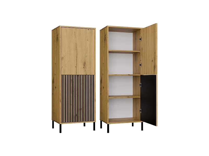 Witryna KAMARO 2DK Slim| Dąb Artisan | 53.5x40x147.5 | Ryflowany Front