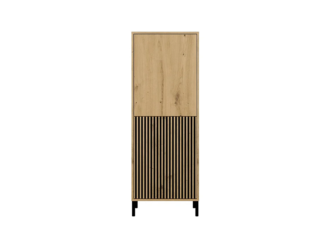 KAMARO - Armoire moderne 3 étagères et 2 portes - 147.5x53.5x40cm - Meuble de rangement - Chêne artisan
