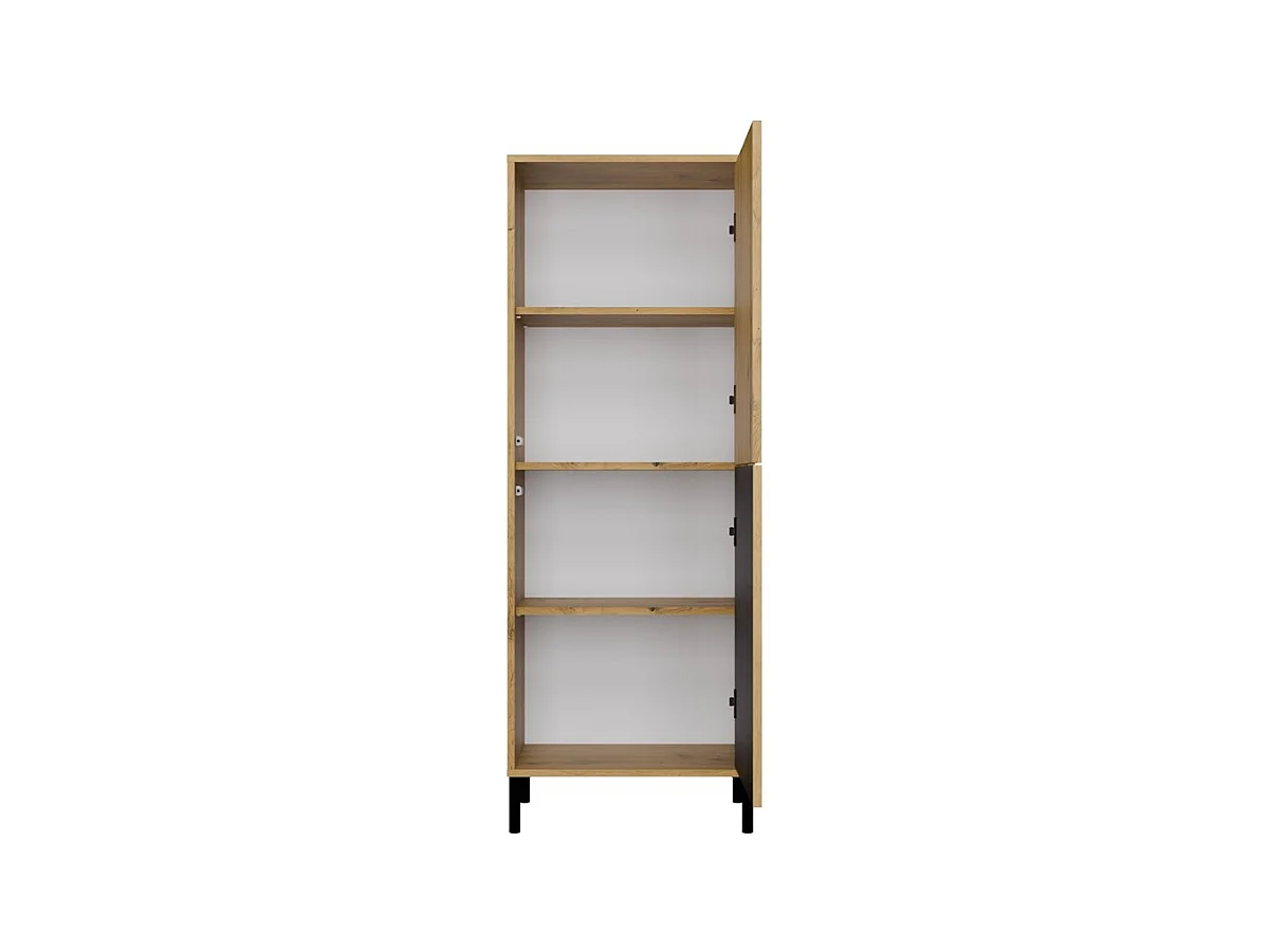 KAMARO - Armoire moderne 3 étagères et 2 portes - 147.5x53.5x40cm - Meuble de rangement - Chêne artisan