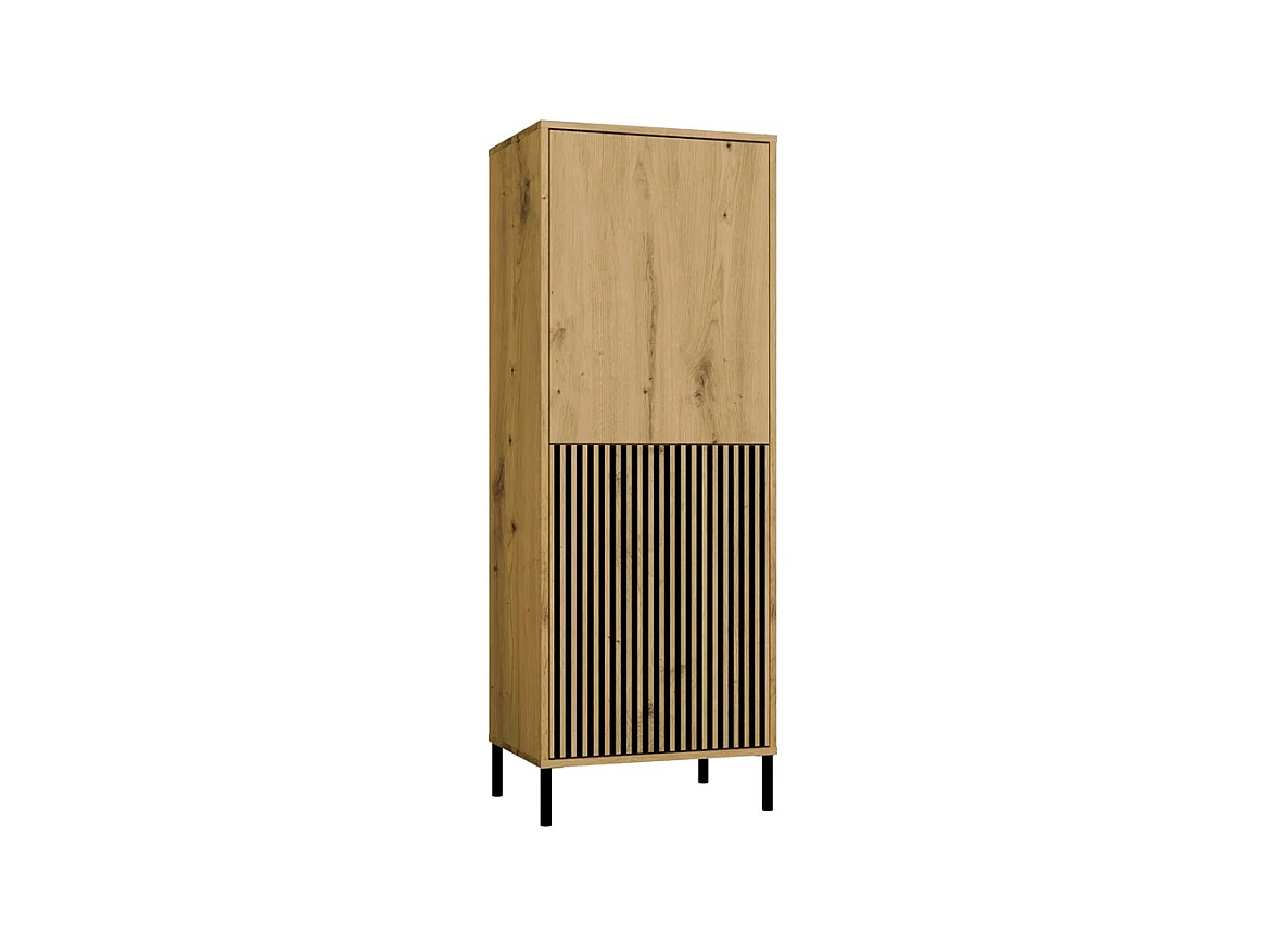 KAMARO - Armoire moderne 3 étagères et 2 portes - 147.5x53.5x40cm - Meuble de rangement - Chêne artisan