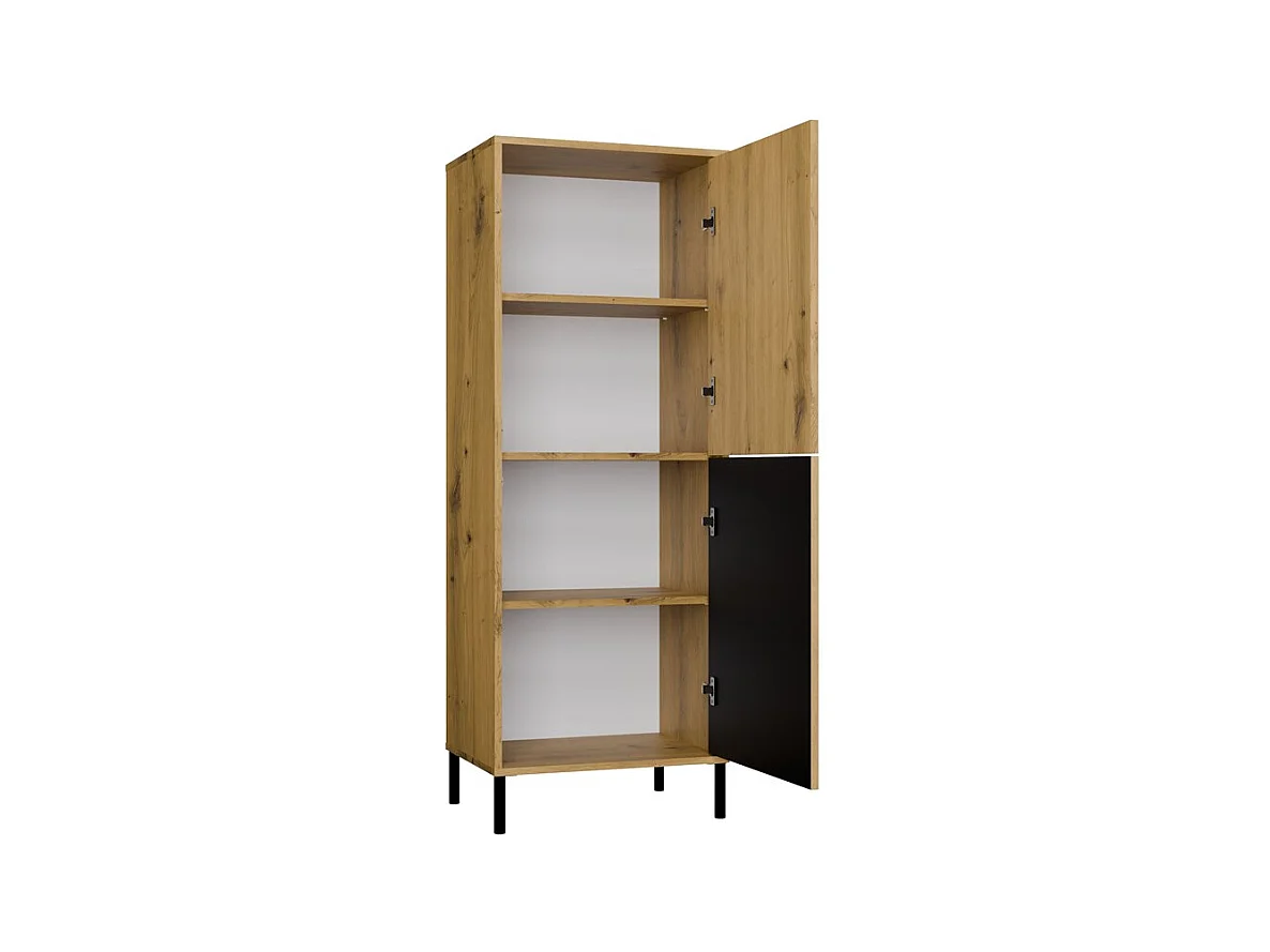 KAMARO - Armoire moderne 3 étagères et 2 portes - 147.5x53.5x40cm - Meuble de rangement - Chêne artisan