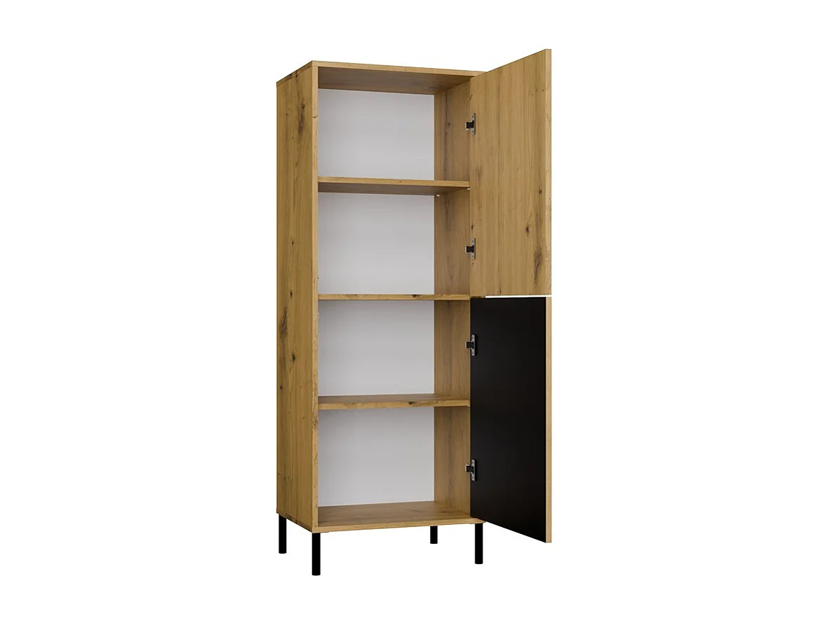 Witryna KAMARO 2DK Slim| Dąb Artisan | 53.5x40x147.5 | Ryflowany Front