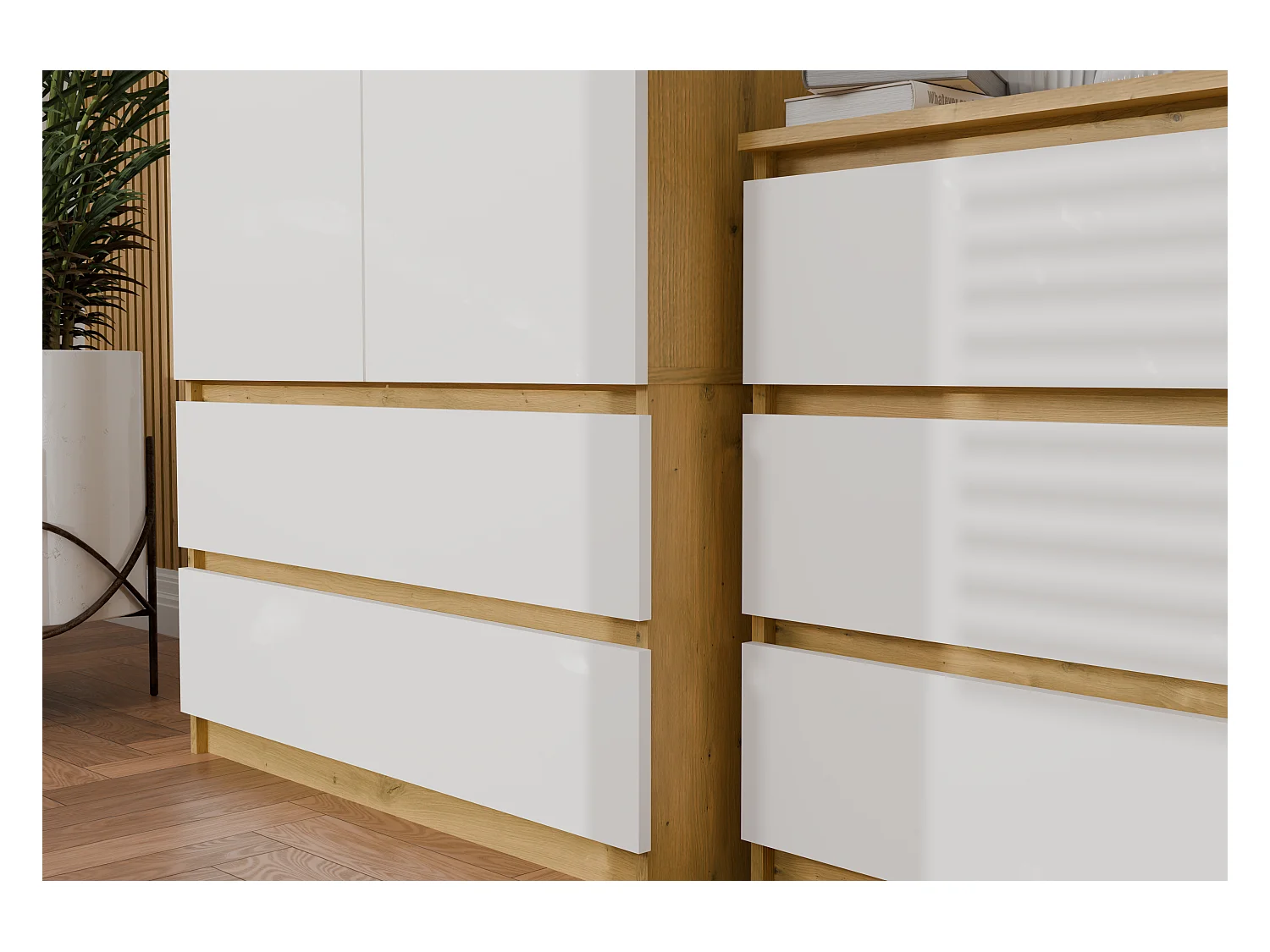 Szafa Malwa SS-90 | 90x50x180 cm | Dąb Artisan/Biały | 2 Drzwi, 2 Szuflady