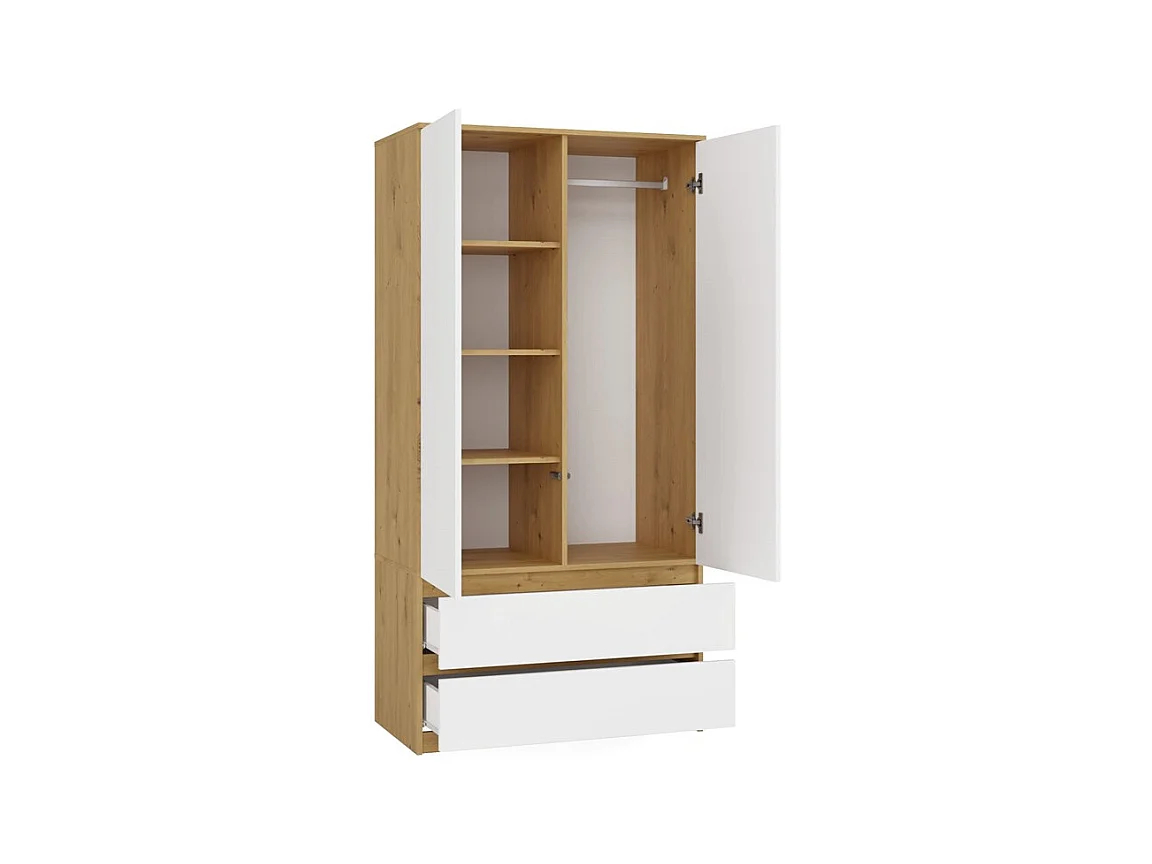 Szafa Malwa SS-90 | 90x50x180 cm | Dąb Artisan/Biały | 2 Drzwi, 2 Szuflady