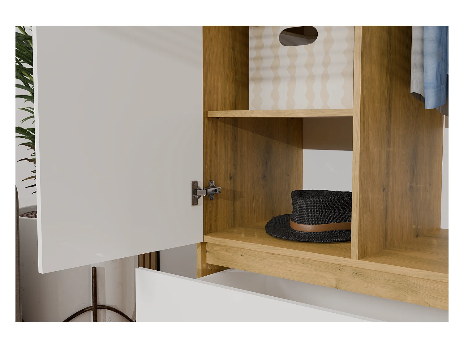 Szafa Malwa SS-90 | 90x50x180 cm | Dąb Artisan/Biały | 2 Drzwi, 2 Szuflady