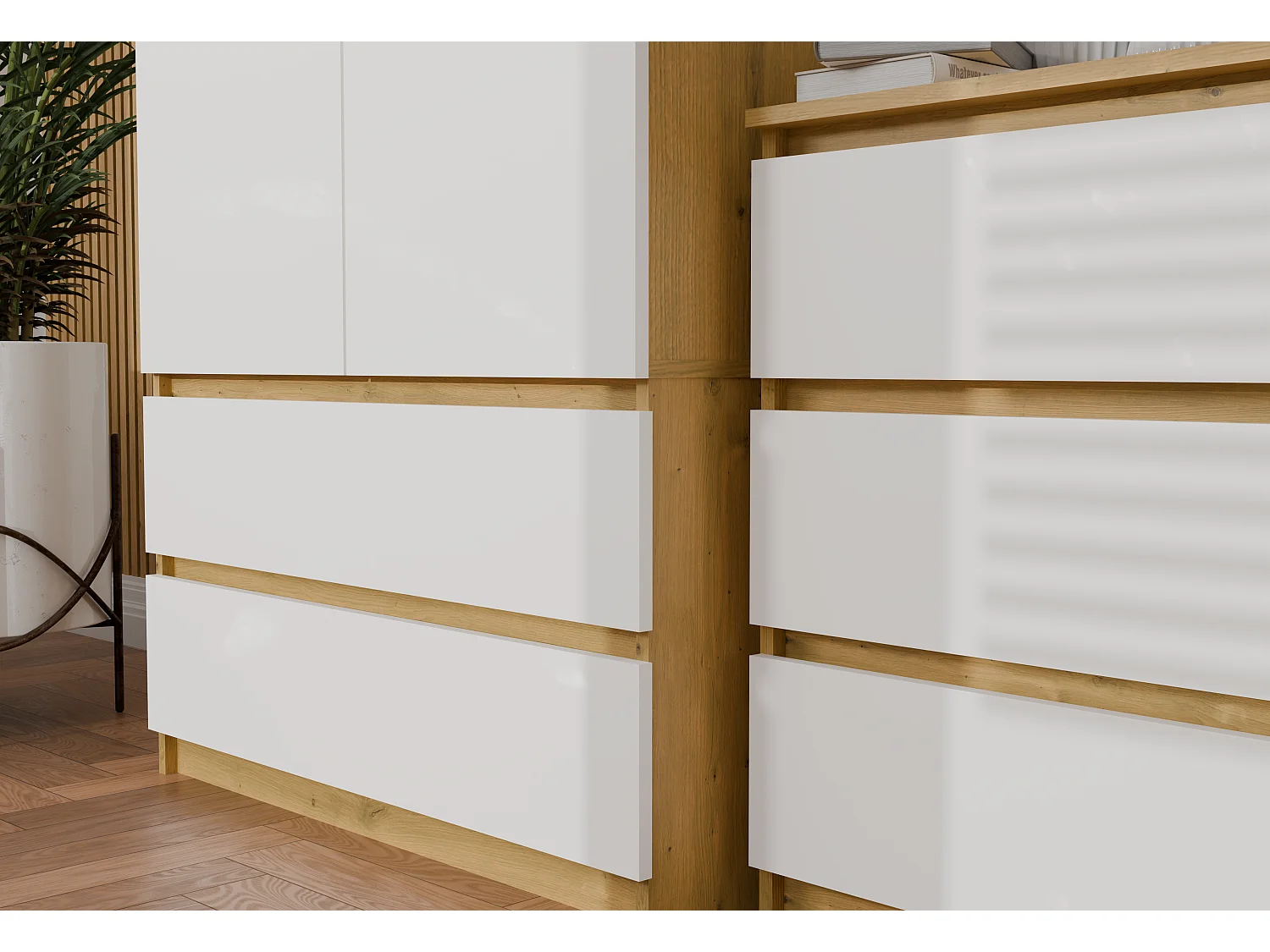 Szafa Malwa SS-90 | 90x50x180 cm | Dąb Artisan/Biały | 2 Drzwi, 2 Szuflady