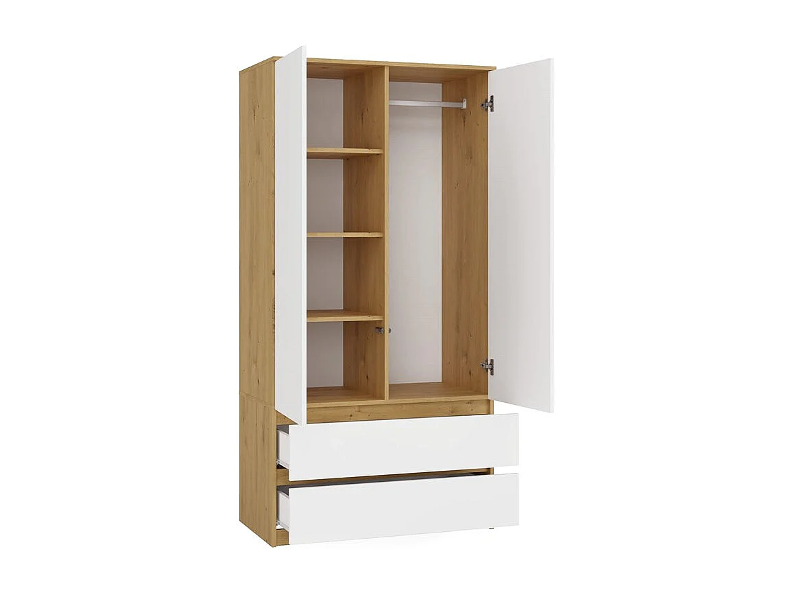 Szafa Malwa SS-90 | 90x50x180 cm | Dąb Artisan/Biały | 2 Drzwi, 2 Szuflady