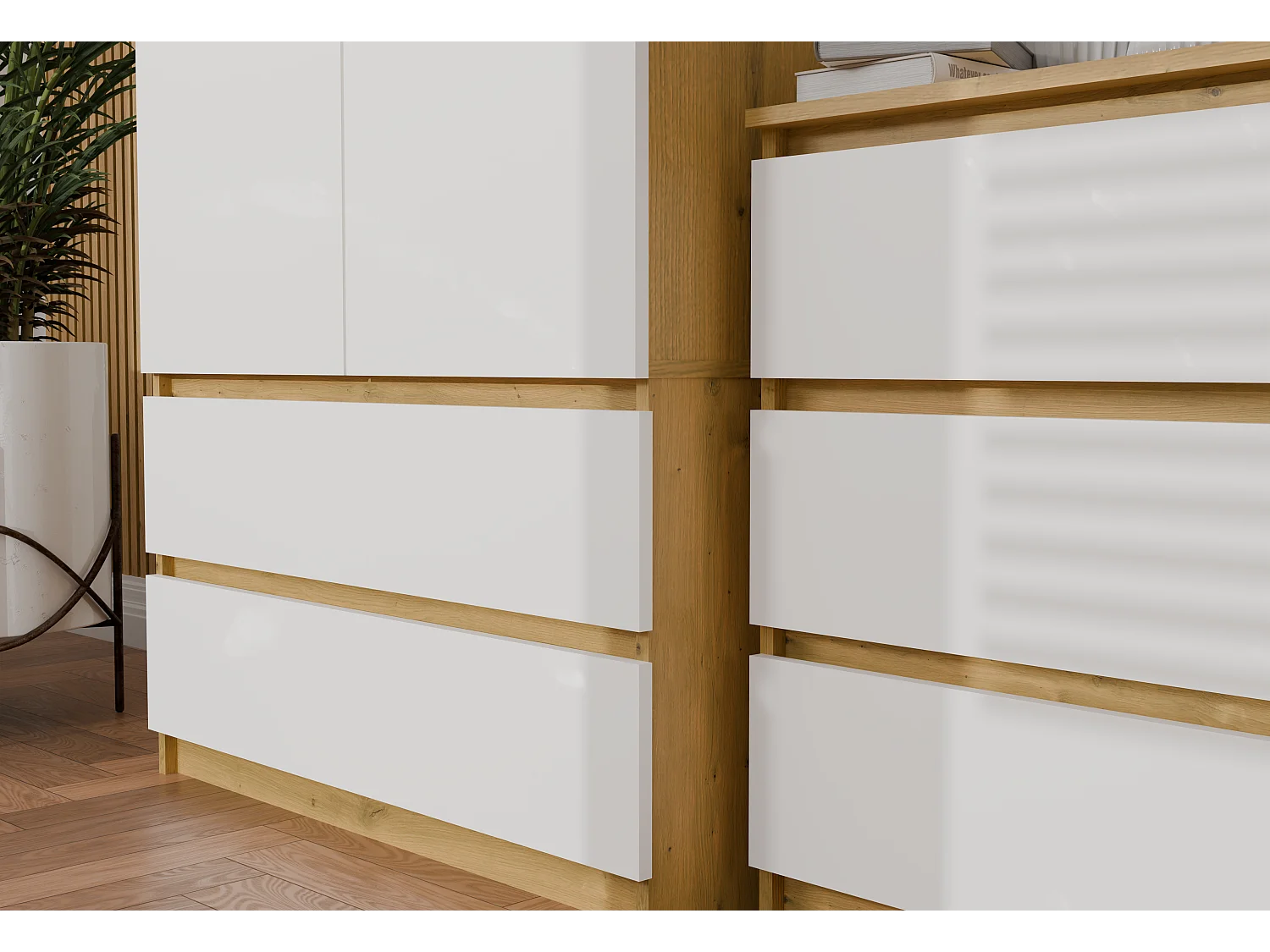 Szafa Malwa SS-90 | 90x50x180 cm | Dąb Artisan/Biały | 2 Drzwi, 2 Szuflady