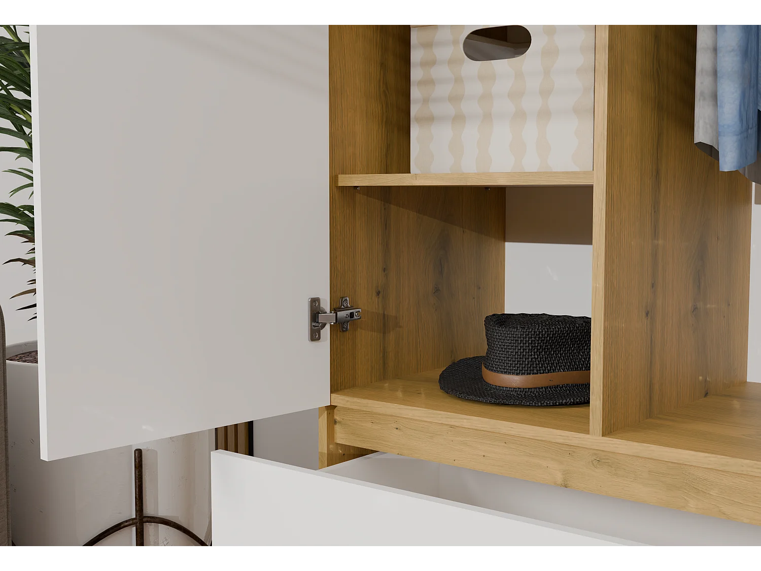 Szafa Malwa SS-90 | 90x50x180 cm | Dąb Artisan/Biały | 2 Drzwi, 2 Szuflady