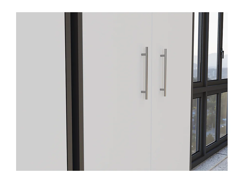 Regał Oliv 2D | Antracyt/ Biel | 74x35x180 cm | Regał Zamykany, 2 Drzwi, 8 Półek